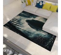 OLLIAR Home Horror Ghosts Area Rugs Spooky Mist Forest Scene Dark Style Hallways Rug Washable Non Slip Thin Carpet for Playroom Haunted House 90x180cm