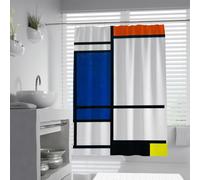 OLLIAR Home Modern Geometric Shower Curtain 100x200 Abstract Mid Century Bathroom Decor Waterproof Washable Fabric Shower Curtains for Bathroom with Hooks