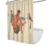 OLLIAR Home Modern Minimalist Shower Curtain Set The Artist on the Beach Sketching Famous Painting Printed Soft Fabric Bath Curtain with Hooks 150x180cm
