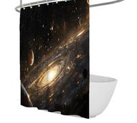 OLLIAR Home Outer Space Theme Shower Curtain Universe Sci-Fi Planet Bathroom Curtain Waterproof Shower Curtain Sets for Bathroom Decorative with Hooks 100x180cm