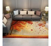 OLLIAR Home Romantic Aesthetic Art Decor Rugs Autumn Falling Maple Leaf Design Door Mat Soft Low Pile Washable Carpet for Living Room Entryway Kitchen 100x150cm