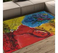 OLLIAR Home Surreal Art Decor Area Rug Romantic Couple Dreamy Country Colorful Rugs Portable Washable Low Pile Rectangle Carpet for Bedroom Studio 120x180cm