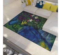 OLLIAR Home Surrealism Style Area Rug Fantasy Couple Abstract Bouquet Non Washable Shedding Non-Slip Low Pile Thin Carpet for Office Guest Room 100x150cm