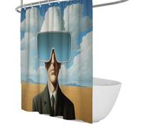 OLLIAR Home Surrealist Man Shower Curtain 120x180 Blue Sky Desert Portrait Print with Giant Sunglasses Waterproof Fabric Bath Curtain with Hooks for Bathroom Decor