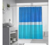 OLLIAR Home Teal Blue Waterproof Fabric Shower Curtains Modern Abstract Color Field Stripe Marine Gradient Contemporary Art Bathroom Curtains Set with Hooks 120x180cm