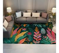 OLLIAR Home Tropical Leaves Washable Rug 180x240cm Colorful Boho Cute Floral Modern Aesthetic Area Rugs for Bedroom Dorm Nursery Thin Indoor Entryway Carpet