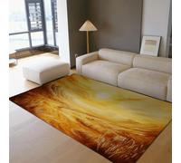 OLLIAR Home Yellow Fields Wilderness Area Rugs 180x240cm Modern Abstract Sun Pattern Washable Rug Non Slip Soft Comfortable Thin Carpet for Living Room Kitchen