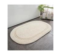 OLLKY Oval Bath Mat Handmade Cotton Floor Thickened Solid Color Carpets Household Doorways Absorbent Non Slip Bathroom Rugs