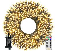Ollny 100m 1000 LED Outdoor Fairy Lights Mains Powered, Warm White Waterproof String Light with Plug/Remote/Modes/Timer, Bright Lighting Outside Indoor Garden Party Wedding Decorations