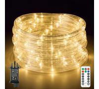 Ollny 20M 200 LEDs Rope Lights Mains Powered Garden Tube LED Light Plug in | 20M 200LEDs/Low Voltage/IP68 Waterproof/8 Lighting Modes/3 Timer/Memory Function/Remote for Indoor Outdoor Use Warm White