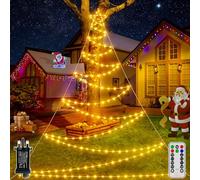 Ollny 4.2M Christmas Tree Lights with Star, 166 LED Christmas Lights with 8 Modes/Timer/Remote/Waterproof Indoor Outdoor Fairy Lights for Xmas Tree Decorations (Warm White)