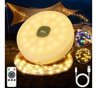 Ollny Camping String Lights 20M 200LED, 2 in 1 Portable Rechargeable Warm White & Multicolour Fairy Lights with 9 Lighting Modes, Waterproof Outdoor USB Camping Lights for Yard, Garden, Party Decor