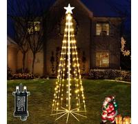 Ollny Christmas Cone Tree Lights with Star Topper, 1.8m 170 LEDs Warm White Outdoor String Light with 8 Modes Timer, IP67 Waterproof Holiday Decor Lighting for Indoor Outside Xmas Decorations