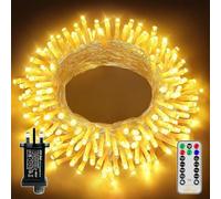 Ollny Christmas Tree Lights, 10m 100 LED Fairy Light Mains Powered, Waterproof Outdoor String Light with Remote/Plug/Modes/Timer, Bright Warm White Lighting Outside Indoor Garden Xmas Decorations