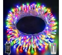 Ollny Christmas Tree Lights, 10m 100 LED Fairy Light Mains Powered, Waterproof Outdoor String Light with Remote/Plug/Modes/Timer, Bright Multicolour Lighting Outside Indoor Garden Xmas Decorations
