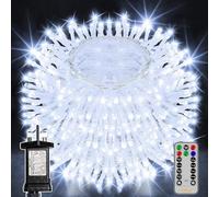 Ollny Christmas Tree Lights, 30m 300 LED Fairy Light Mains Powered, Waterproof Outdoor String Light with Remote/Plug/Modes/Timer, Bright Cool White Lighting Outside Indoor Garden Xmas Decorations