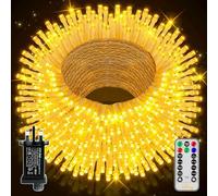 Ollny Christmas Tree Lights, 50m 500 LED Outdoor Fairy Light Mains Powered, Waterproof Warm White String Light with Plug, Remote/8 Modes/Timer, Bright Lighting Indoor/Outside/Garden/Xmas Decorations