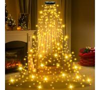 Ollny Christmas Tree Lights Indoor, 2.5mX10 Strands 250 LEDs Outdoor Xmas Light with Ring, Warm White Fairy String Lights USB Plug in, Easy to Hanging, Waterproof Outside Decorations for 4-8ft Tree