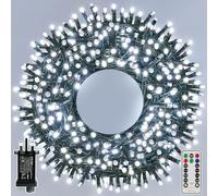 Ollny Christmas Tree Lights Outdoor, 20m 200 LED Fairy Lights Mains Powered, Cool White Waterproof String Light with Plug/Remote/Modes/Timer, Bright Lighting Outside Indoor Garden Xmas Decorations