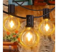 Ollny Festoon Lights Outdoor 15m, Christmas LED String Light Mains Powered, with Plug/25+2 Shatterproof G40 Bulbs/Hook, Bright Warm White Lighting Outside Indoor Tree Garden Decorations