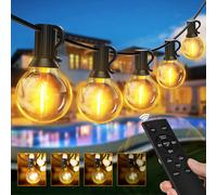 Ollny Festoon Lights Outdoor, 20m Christmas String Lights Mains Powered, 30+2 G40 Shatterproof Bulbs, Connectable Waterproof Garden Fairy Light with