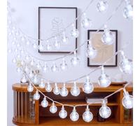 Ollny Globe Fairy Lights Plug in 10M 100 LEDs Mains Powered Cool White | 10M 100 LED 8 Modes/Low Voltage/IP44 Waterproof/Timer/4 Brightness/Remote Globe Fairy Lights Plug in Ball Light Mains Powered