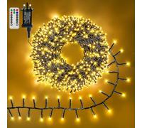 Ollny Outdoor Cluster Christmas Lights - 15m 1000LEDs Xmas Tree Fairy Lights Mains Powered Plug in with 8 Modes/Timer/Remote, Bright Waterproof String Lights for Garland Outside Indoor Decoration
