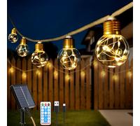 Ollny Solar Garden Light 12M 24 Shatterproof G50 Bulbs Rope Fairy Lights