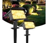 Ollny Solar Spot Lights Outdoor Garden, 2 Pack Stake Lights Solar Powered, IP65 Waterproof Solar Uplighters Spotlights, Warm White 3000k Dimmable 120° Adjustable Wall Lights for Driveway Walkway