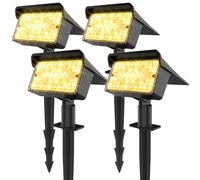 Ollny Solar Spot Lights Outdoor Garden, 4 Pack Stake Lights Solar Powered, IP65 Waterproof Solar Uplighters Spotlights, Warm White 3000k Dimmable 120° Adjustable Wall Lights for Driveway Walkway