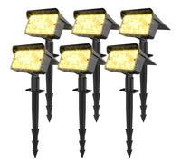 Ollny Solar Spot Lights Outdoor Garden, 6 Pack Stake Lights Solar Powered, IP65 Waterproof Solar Uplighters Spotlights, Warm White 3000k Dimmable 120° Adjustable Wall Lights for Driveway Walkway