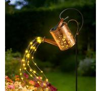 Ollny Solar Watering Can with Cascading Lights Outdoor Garden Ornaments, LED String Light Waterproof Dual Mode Hanging Lantern Outside Pathway Decor, Women Mum Grandma Birthday Gifts (Butterfly)