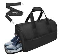 OLLUJHA Stylish gym bag, weekend travel bag, swimming yoga bag with trolley cover, compartment with shoes, compartment with laptop, Black