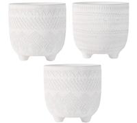 Olly & Rose Andaluz Ceramic Plant Pot Set 3-11.5cm White with Etched Pattern - Small Plant Pots Outdoor and Indoor Cactus and Succulent Pots - White Planters - Flower Pots