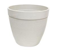 Olly & Rose Artstone White 25cm Large Plant Pot - Horizontal Lines Large Plant Pots Outdoor and Indoor - White Planters - Flower Pots
