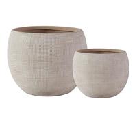 Olly & Rose Barcelona Ceramic Plant Pots Beige Set 2 19cm and 14.5cm diameter Medium Plant Pots Outdoor and Indoor - Beige Planters - Flower Pots
