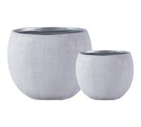 Olly & Rose Barcelona Ceramic Plant Pots Light Grey Set 2-19cm and 14.5cm diameter Medium Plant Pots Outdoor and Indoor - Grey Planters - Flower Pots