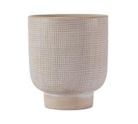 Olly & Rose Barcelona Raised Ceramic Plant Pot 22.5 x 24.5cm Patterned Light Beige Large Plant Pots Outdoor and Indoor - Beige Planters - Flower Pots