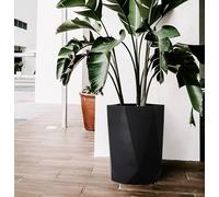 Olly & Rose Extra Large Plant Pot Geometric - Matt Black Garden Planter - XL Flower Pot - H 45cm D 34cm