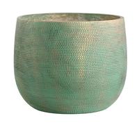 Olly & Rose Extra Large Plant Pot Patterned - Bali Teal Green Gold Garden Planter - XL Flower Pot - 40cm