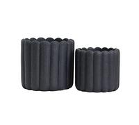 Olly & Rose Ios Vertical Striped Plant Pot - Charcoal Speckled Ceramic Planters - 17 and 13cm diameter Indoor and Outdoor Flower Pots Home Decor (Black)
