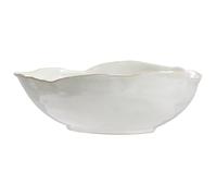 Olly & Rose Large Stoneware Bowl - Gloss White with Beige Edging, 26.5cm Diameter Ceramic for Salad, Fruit, Pasta and Display