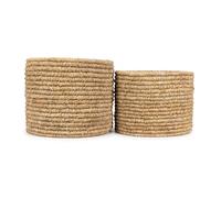Olly & Rose Large Storage and Laundry Baskets - Set 2 45cm and 40cm Diameter - Ringed Finish - Seagrass Wicker Basket Premium Home Decor
