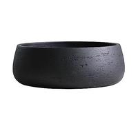 Olly & Rose Matt Black Home Decor Ceramic Planter Bowl - Shallow Indoor and Outdoor Plant Pot - Decorative Flower Pot and Garden Bowl (20cm)