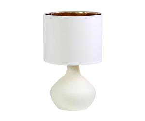Olly & Rose Matt White Ceramic Table Lamp with Shade and Gold Inner (White Shade/Gold Inner)