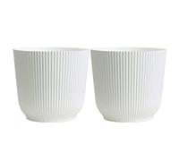 Olly & Rose Oxford Plant Pot 18cm Medium White Planter - Pack of 2 - Indoor and Outdoor Flower Pots for Garden and Home in Matt White - Toughened Resin Plastic Planters Home Décor Plant Pots