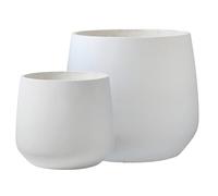 Olly & Rose Set of 2 Extra Large Fibrestone Planters Curved - Indoor and Outdoor Plant Pots XL - White 55cm and 43cm Diameter