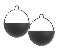 Olly & Rose Set of 2 Metal Wall Planters - 20cm Wide Contemporary Hanging Planters - Matt Black Wall Mounted Plant Holders with Hangers - Indoor Wall Décor for Home