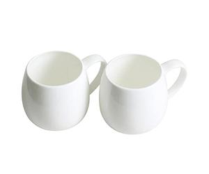 Olly & Rose White Bone China Coffee and Tea Mugs - 2 Pack - 420ml 14oz Cups - Durable and Dishwasher Safe Premium Gloss White Ceramic Drinking Coffee Mugs and White Tea Cups