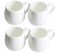 Olly & Rose White Bone China Coffee and Tea Mugs - 4 Pack - Large 480ml Cups - Durable and Dishwasher Safe Premium Gloss White Drinking Coffee Mugs and White Tea Cups